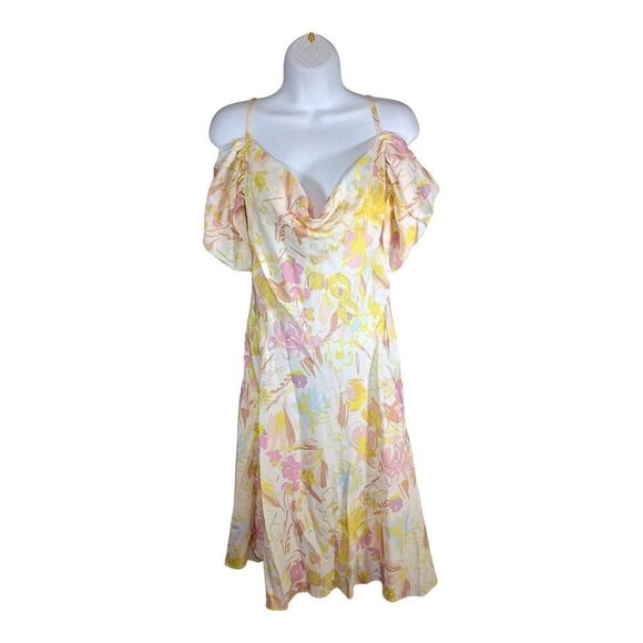 Ted Baker Dress Spahgetti Strap Off Shoulder Knee-Length Floral Women's 8 - 10 - Picture 3 of 6